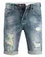 Minetom Herren Sommer Bermuda Jeans Cargo Shorts Vintage Freizeit Stretch Destroyed Used-Look Kurze Hose Denim Atmungsaktive Sporthose Blau 32W