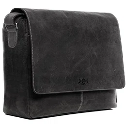 Laptop Messenger Bag echt Leder Spencer XL groß Businesstasche 15'' Laptoptasche Umhängetasche Laptopfach Ledertasche Herren grau