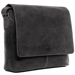 SID & VAIN Laptoptasche Messenger Bag Spencer 15 Zoll Laptopfach grau