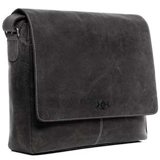 SID & VAIN Laptoptasche Messenger Bag Spencer 15 Zoll Laptopfach grau