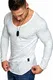 Amaci&Sons Oversize Herren Longsleeve Vintage Sweatshirt V-Neck Basic V-Ausschnitt Shirt 6060 Weiß M