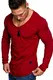 Amaci&Sons Oversize Herren Longsleeve Vintage Sweatshirt V-Neck Basic V-Ausschnitt Shirt 6060 Bordeaux M
