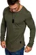 Amaci&Sons Oversize Herren Vintage Longsleeve Zipper Crew Neck Rundhals Sweatshirt Basic Shirt 6058 Khaki M
