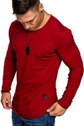 Oversize Herren Vintage Sweatshirt Crew Neck Longsleeve Rundhals Basic Shirt 6059 Schwarz S