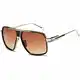 SHEEN KELLY Oversized Super Große Sonnenbrille Damen Großen Brille Square Piloten Retro Metall Rahmen für Herren Sonnenbrille Gold/Silber