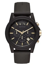 Armani Exchange Uhr für Männer , Chronographenwerk, 45mm Schwarzes Silikongehäuse mit Silikonarmband, AX7105