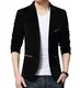 Mirecoo Slim Fit Herren Velour Sakko Samt Blazer Samt Einknopf Anzugjack Freizeit Party, Schwarz, XS=EU 44
