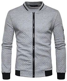 Unisex Hip Hop Urban Basic Freizeit Gesteppte Baseballjacken Frühling MA-1 Baseballjacken mit Kontrast bahnen Einsatz B151-LightGrey-M