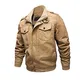 Newbestyle Frühling Herbst Jacke Herren Stehkragen Pilotenjacke Army Jacke Übergangsjacken Baumwolle Bikerjacke mit Reißverschluss, Khaki, M
