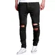 LAEMILIA Männer Jeans Slim Fit Schwarz Stretch Destroyed Jeanshose Denim Hose Röhrenjeans Casual