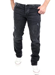 Jeans Herren Slim Fit I Stretch Jeans Hose Männer in Destroyed-Look I Riesenauswahl an Größen I Jeans in schwarz Denim I RS-2069 Schwarz W29 / L32