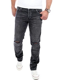 Jeans-Herren Cut Off Knee Slim Fit Denim Destroyed Jeans-Hose RS-2070 W33 / L32