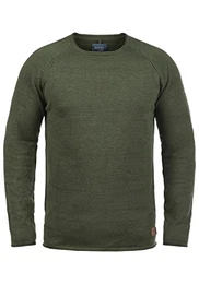 John Herren Strickpullover Feinstrick Pullover Mit Rundhals Und Melierung Aus 100% Baumwolle, Größe:M, Farbe:Burnt Olive (77011)