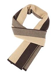 WANYING Winter Herbst Herren Strickschal 6% Wolle Gestrickter Schal Casual Business Gentleman - 180 * 30 cm Gestreift Braun Khaki