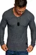 Amaci&Sons Herren Basic Pullover Melange Sweatshirt V-Neck Fein-Strick Hoodie 6052 Anthrazit Melange S