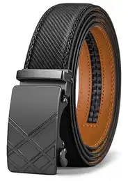 Gürtel Herren, Gürtel Ratsche Ledergürtel Automatikschließe für Herren Anzug Business Kleidung,Breit 35mm,Größe Angepasst(Schwarz-130cm/38-44 taille verstellbar)