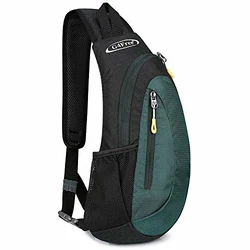 G4Free Leichte Brusttasche Sling Schulter Rucksäcke Umhängetasche Dreieck Pack Rucksack zum Wandern Radfahren Reisen Multipurpose Tagepacks Schwarz/Dunkelgrün