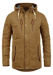 !Solid Dry Jacque Herren Jacke Parka Mantel Winterjacke gefüttert mit Abnehmbarer Kapuze, Größe:L, Farbe:Cinnamon (5056)