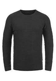 Perro Herren Strickpullover Feinstrick Pullover Mit Rundhals Aus 100% Baumwolle, Größe:S, Farbe:Black