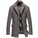 Mirecoo Herren Wollmantel Kurzmantel Winter Jacke Business Kaffeebraun