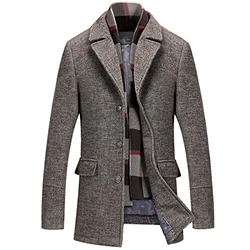 Mirecoo Herren Wollmantel Kurzmantel Winter Jacke Business Kaffeebraun