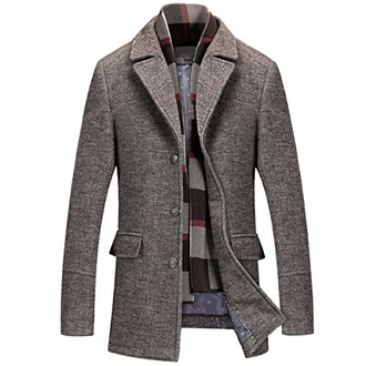 Mirecoo Herren Wollmantel Kurzmantel Winter Jacke Business Kaffeebraun Mirecoo Herren Wollmantel Kurzmantel Winter Jacke Business Kaffeebraun
