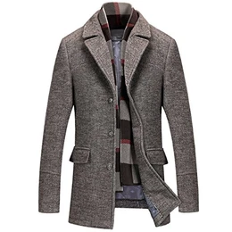 Herren warm Wollmantel Kurzmantel Winter Jacke Business- Gr. L, Kaffeebraun