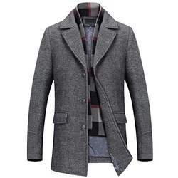 Mirecoo Herren Wollmantel Kurzmantel Winter Jacke Business Grau
