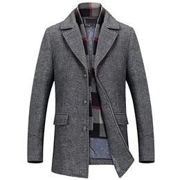 Herren warm Wollmantel Kurzmantel Winter Jacke Business- Gr. XS, Grau