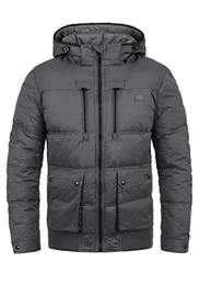 Rave Herren Winter Jacke Steppjacke Winterjacke gefüttert mit Kapuze, Größe:M, Farbe:Forged Iron (75120)