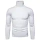 WSLCN Herren Rollkragen Pullover Slim Fit Einfarbig Klassik Umlegekragen Strickshirt Sweater Freizeit Tops Weiß DE M (Asie L)