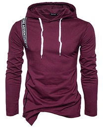 Herren Kängurutasche Lässige Kapuzenpullover Hoodie Sweatshirt Burgunderrot M