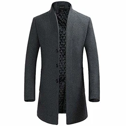 Herren Wollmischung Mantel Slim fit Warmbody Windbreaker Business Winter Jacke, Grau(design 2), M
