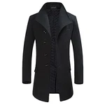 YOUTHUP Herren Mantel Slim Fit Winter Wollmantel Dicker Langer Übergangsmantel Schwarz