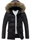 Glestore Herren Wintermantel mit Pelzkragen Winter Baumwolle Kapuzenjacke Outdoorjacke Winterjacke Warm Mantel Schwarz M