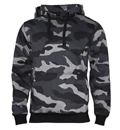 Kapuzenpullover Herren Hoodie Workerhoodie Kapuzenpulli Sweatshirt Männer Hoody Größe XS-5XL hochwertig und sehr Soft Camouflage Schwarz/Blau Medium