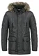 PRODUKT Parkin Herren Winter Jacke Parka Mantel Lange Winterjacke gefüttert mit Kunst-Fellkapuze, Größe:S, Farbe:Asphalt
