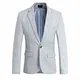 Allthemen Herren Anzugjacke Kariert Sakko Weiß Medium
