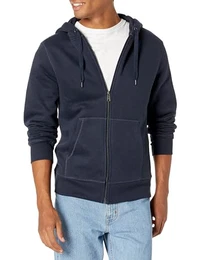 Herren Fleece-Kapuzenpulli mit durchgehendem Reißverschluss (erhältlich in den Größen Big & Tall), Marineblau, M