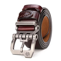 Gürtel Herren,Ledergürtel Jeansgürtel Business Gürtel Metall Retro Denim Gürtel für Herren Kleidung 38mm Breit mit Geschenkbox N71223-1CM-130