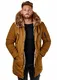 BR7128 Herren Parka Winterjacke Kunstfell Teddyfell Schwarz Camel, Größe:S, Farbe:Camel