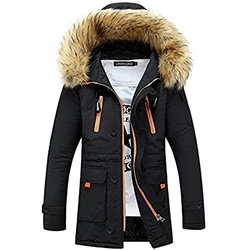 ShallGood Herren Jacke Parka Winterjacke Mantel Schwarz