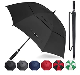Regenschirm Groß XL - Sturmfest, Automatisch Öffnend, mit Doppeldach Belüftung, Schwarz - Hochwertiger Stockschirm für Damen und Herren, Ideal als Golfschirm