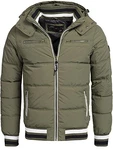 Indicode Herren Marlon Steppjacke in Daunenjacken-Optik Winterjacke Übergangsjacke Army