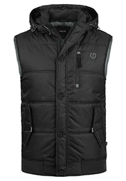 !Solid Bettini Herren Weste Steppweste Outdoor Weste Mit Kapuze Und Stehkragen, Größe:M, Farbe:Black (9000)