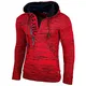 Kapuzenjacke Herren Winter Top Kapuzenpullover Reißverschluss Pulli Sweatshirt Jacke BB-277 Neu, Farbe:Bordo/Schwarz, Größe:M