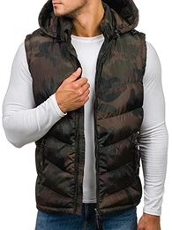 BOLF Herren Weste mit Kapuze Reißverschluss ideal für kühle Tage Nature 4786 Braun M [4D4]