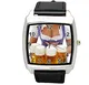 TAPORT® Oktoberfest Bier Quarz Uhr quadratisch schwarz Echtlederband