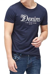Herren T-Shirt mit Logo Print 1001873, 10343 - Night Sky Blue, M