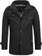 Indicode Herren Brandon Kurzmantel mit Stehkragen   Warmer Wollmantel kurzer Herrenmantel Wintermantel Winterjacke Herrenjacke Jacke Mantel für Männer Black M
